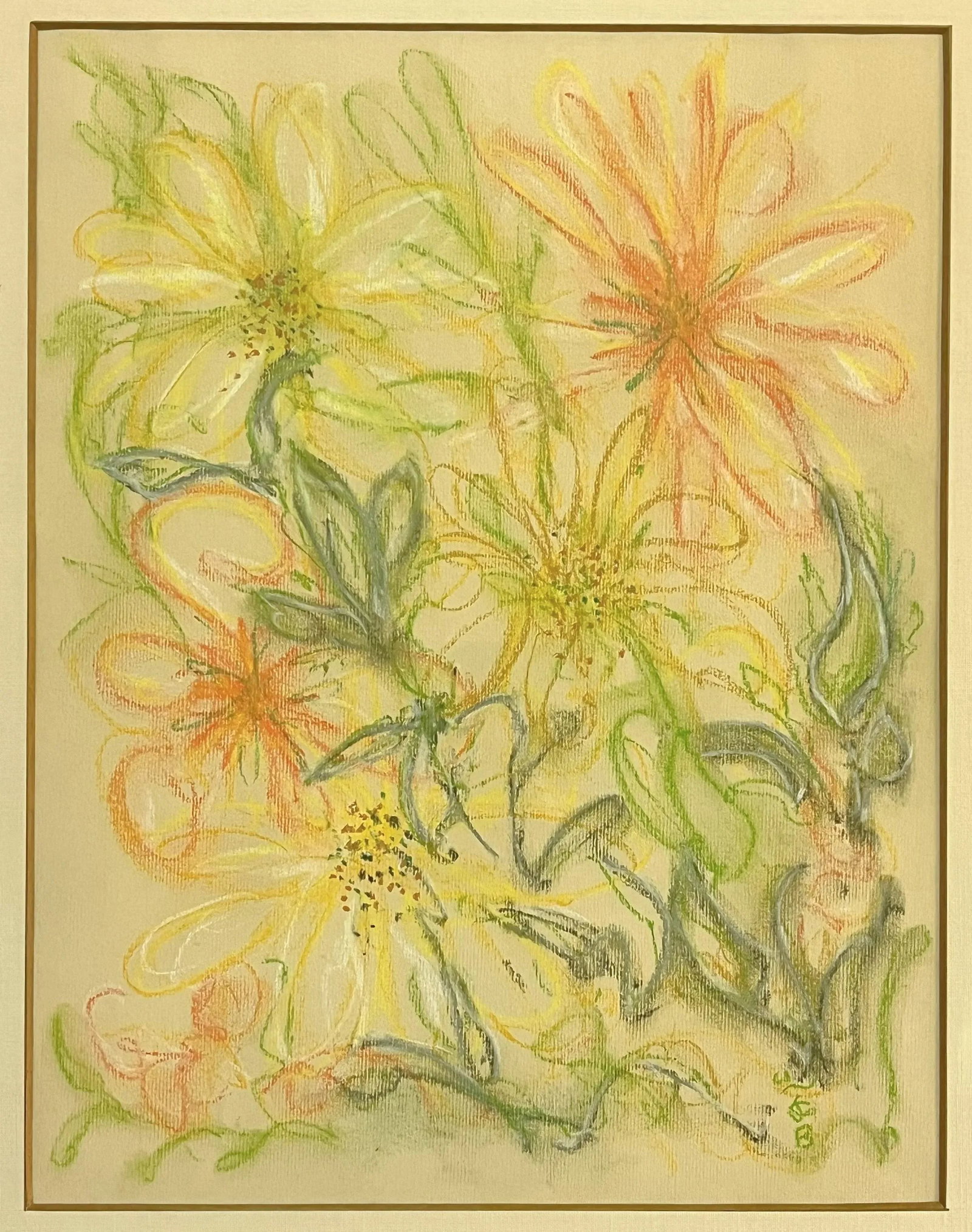 Original Signed and Framed Floral Still Life Drawing on Paper - 3