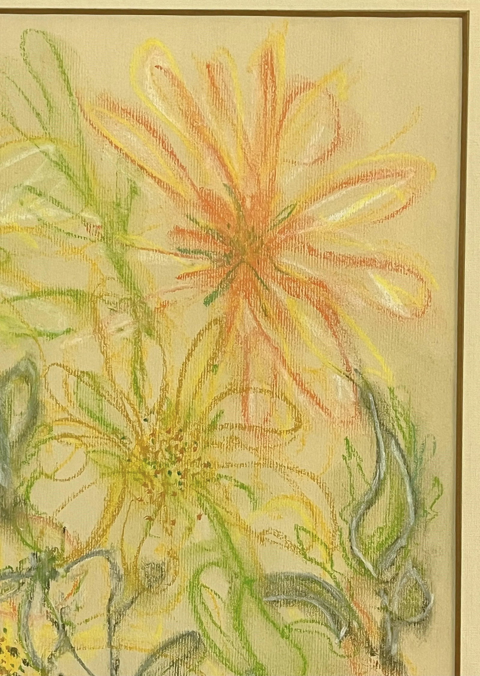 Original Signed and Framed Floral Still Life Drawing on Paper - 4
