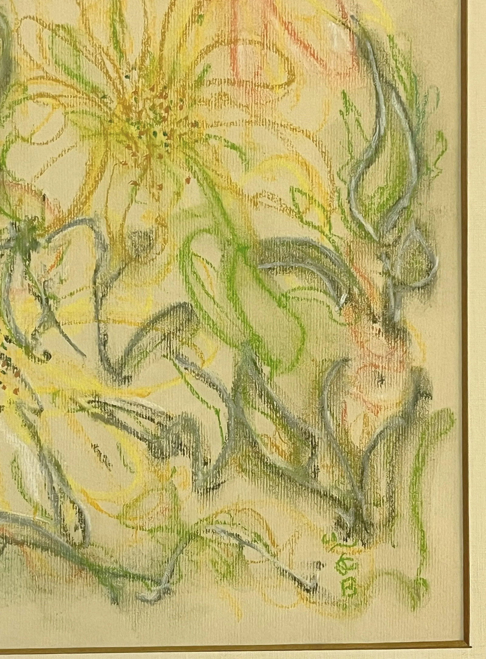 Original Signed and Framed Floral Still Life Drawing on Paper - 5