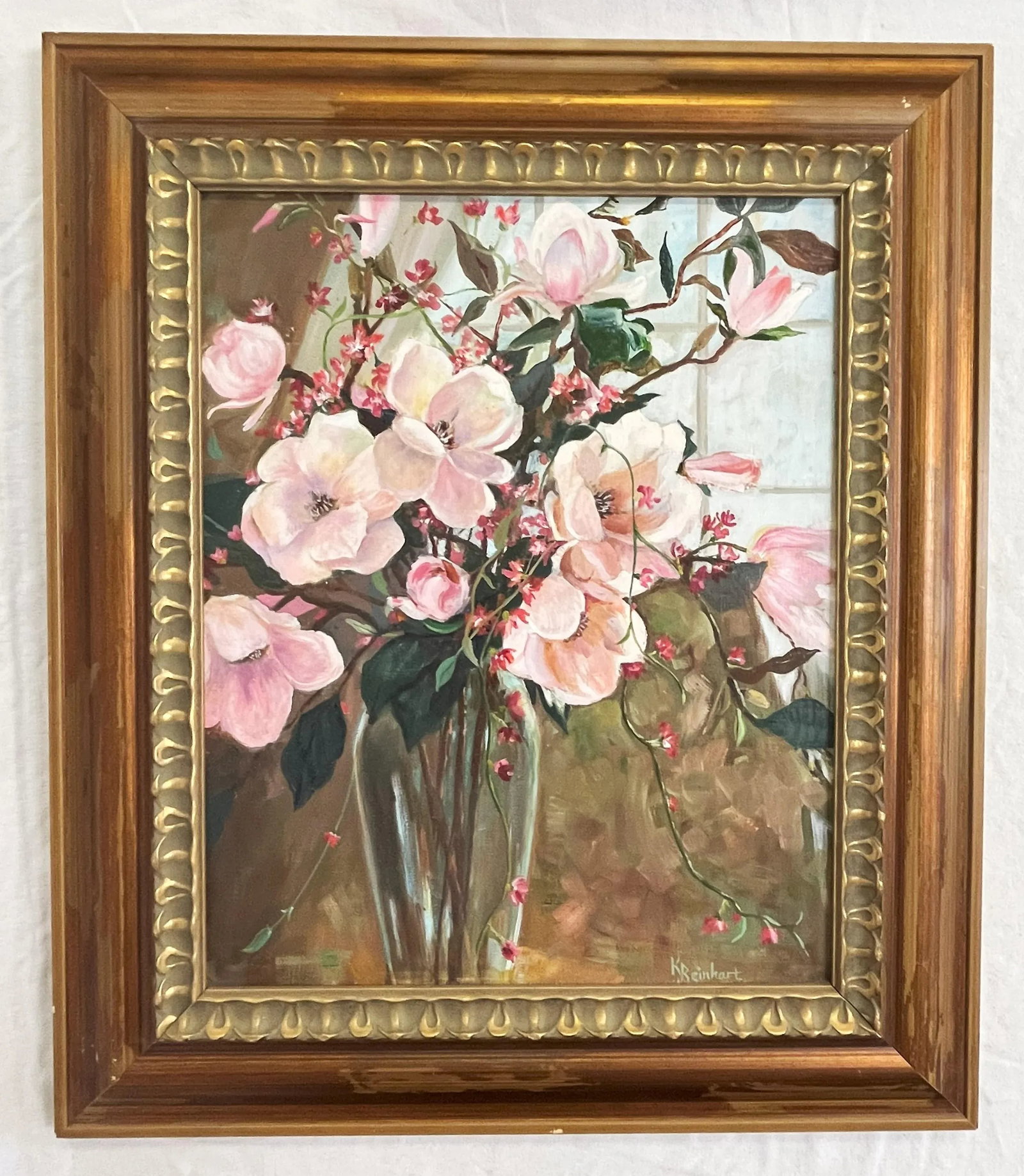 Signed Original Oil Painting by Karen Reinhart (American, 1938-2023) Titled 'Spring Flowers' - 2
