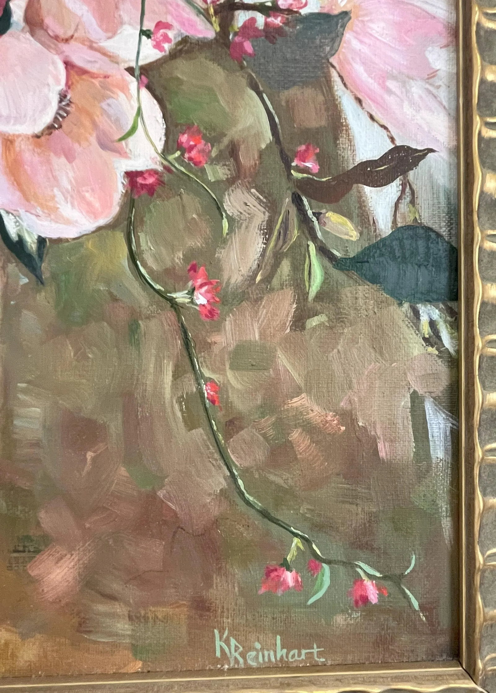 Signed Original Oil Painting by Karen Reinhart (American, 1938-2023) Titled 'Spring Flowers' - 7