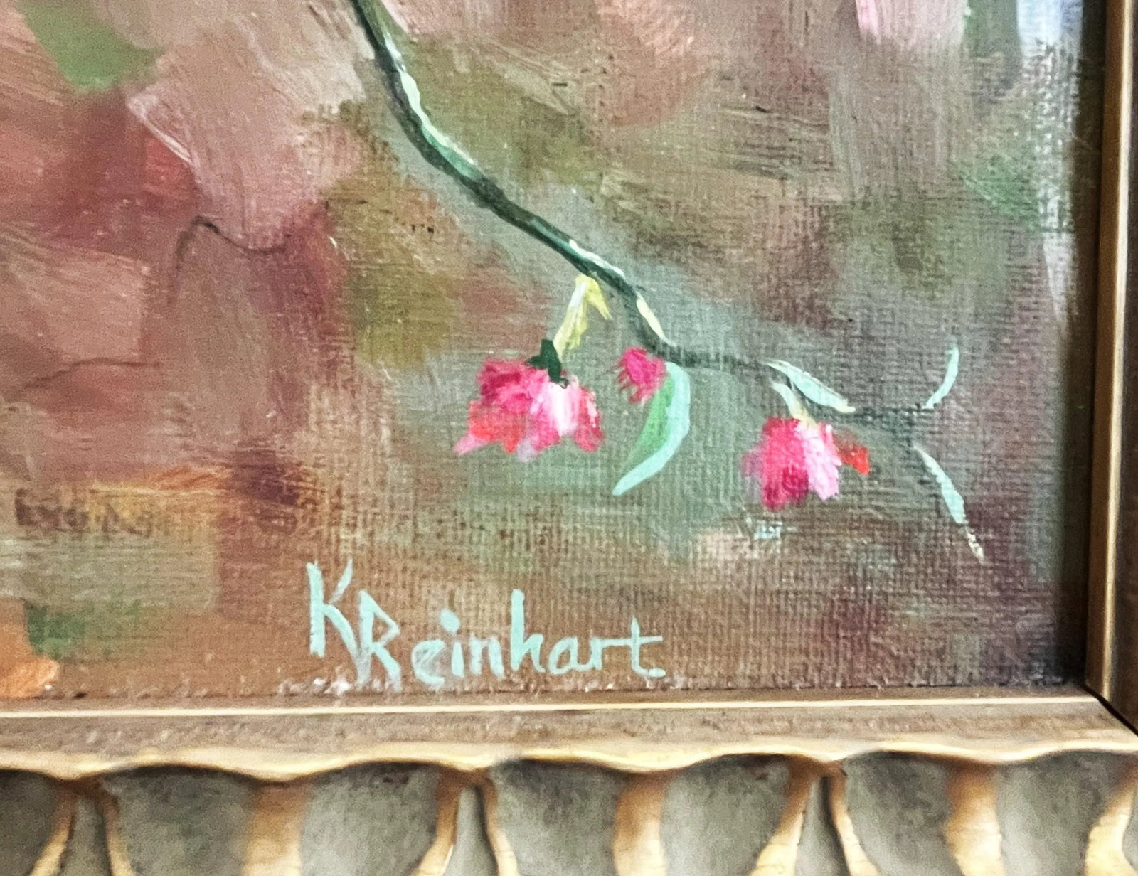 Signed Original Oil Painting by Karen Reinhart (American, 1938-2023) Titled 'Spring Flowers' - 8
