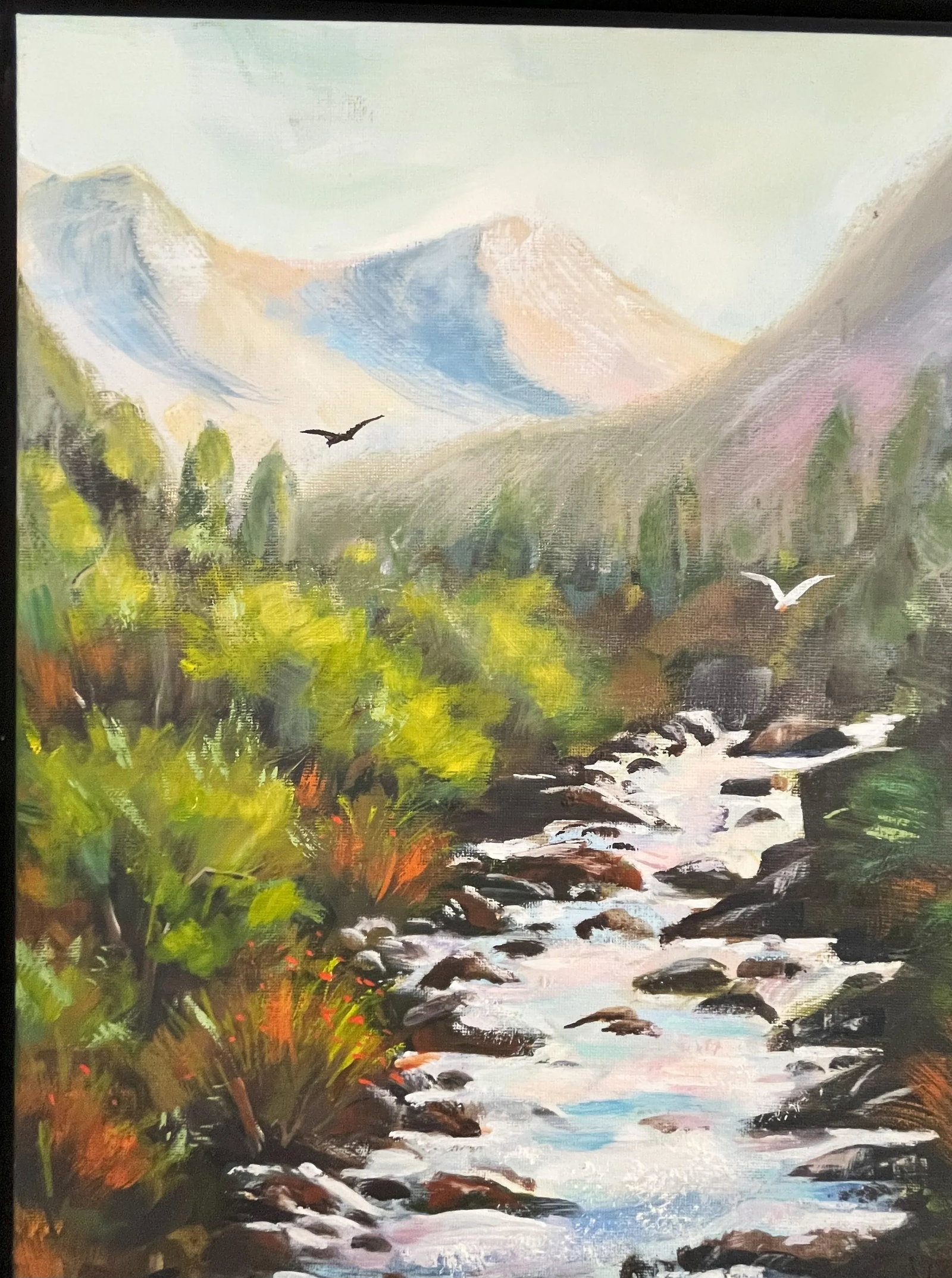 Signed Original Oil Painting by Karen Reinhart (American, 1938-2023) Titled 'Mountain Stream' - 4