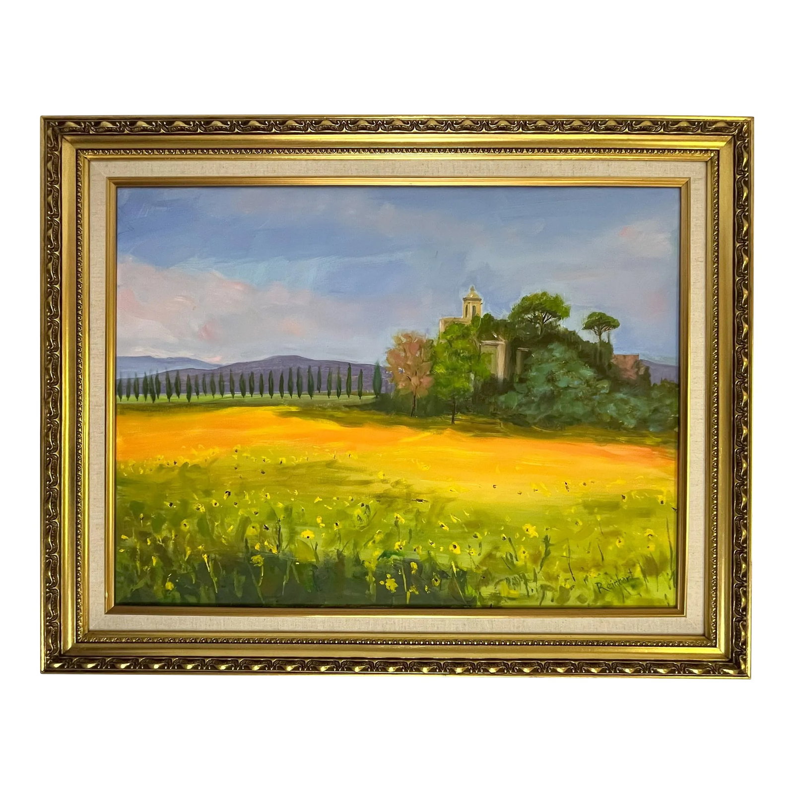 Signed Original Oil Painting by Karen Reinhart (American, 1938-2023) Titled 'Tuscan Countryside' (1 of 12)