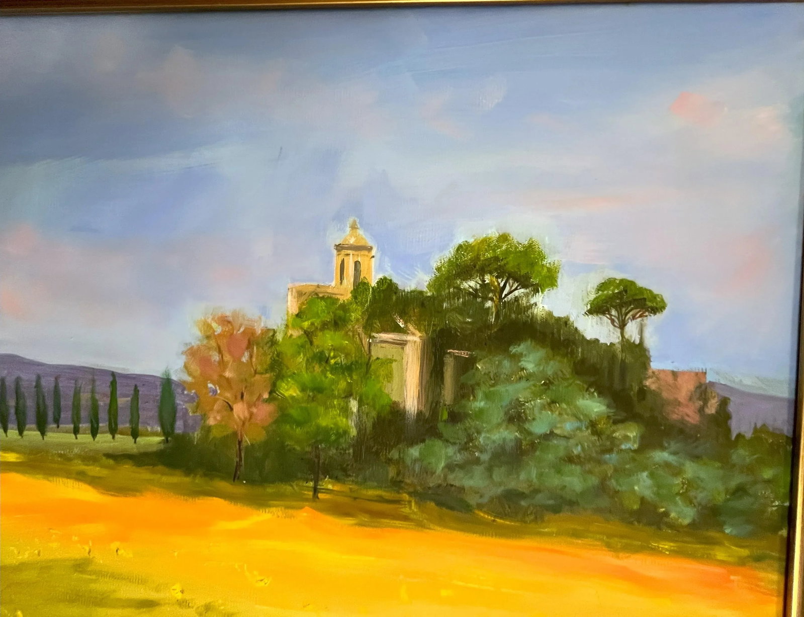 Signed Original Oil Painting by Karen Reinhart (American, 1938-2023) Titled 'Tuscan Countryside' - 3