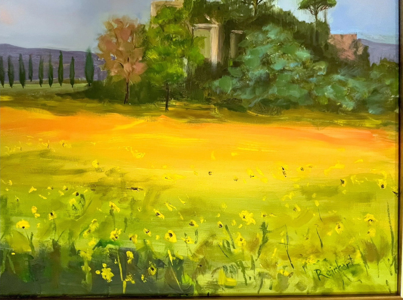 Signed Original Oil Painting by Karen Reinhart (American, 1938-2023) Titled 'Tuscan Countryside' - 4