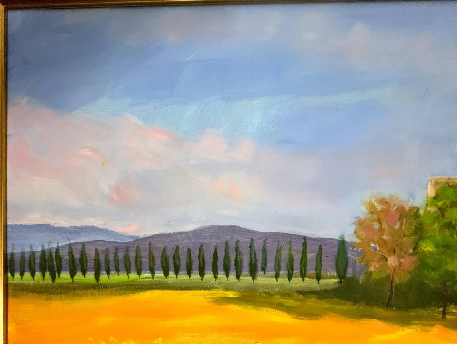 Signed Original Oil Painting by Karen Reinhart (American, 1938-2023) Titled 'Tuscan Countryside' - 5