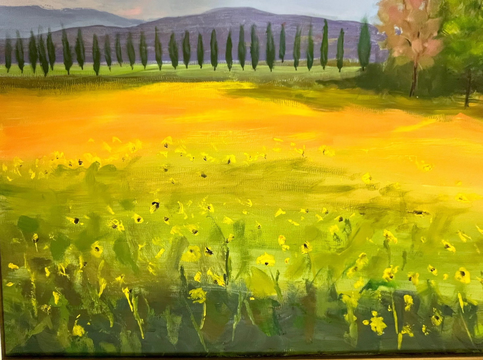 Signed Original Oil Painting by Karen Reinhart (American, 1938-2023) Titled 'Tuscan Countryside' - 6