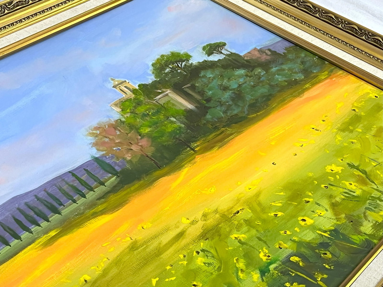 Signed Original Oil Painting by Karen Reinhart (American, 1938-2023) Titled 'Tuscan Countryside' - 9
