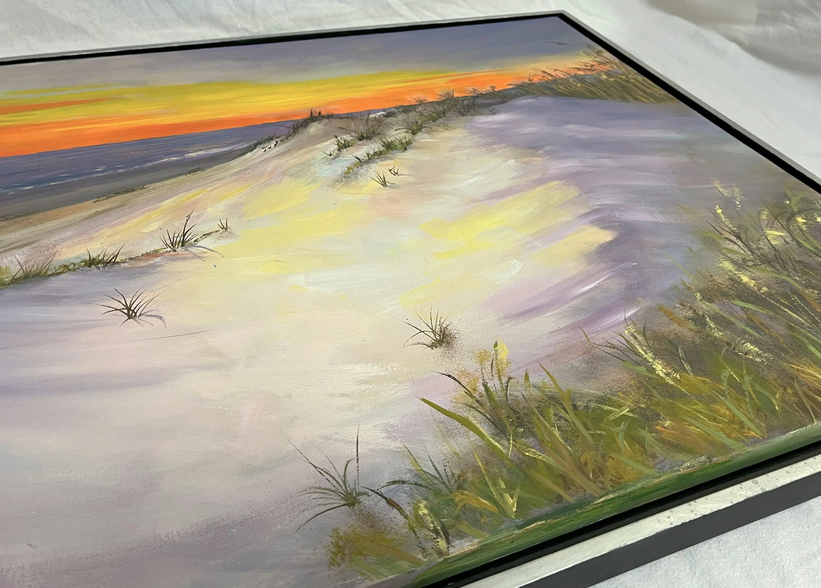 Signed Original Oil Painting by Karen Reinhart (American, 1938-2023) Titled 'Sun, Sand & Sea' - 10