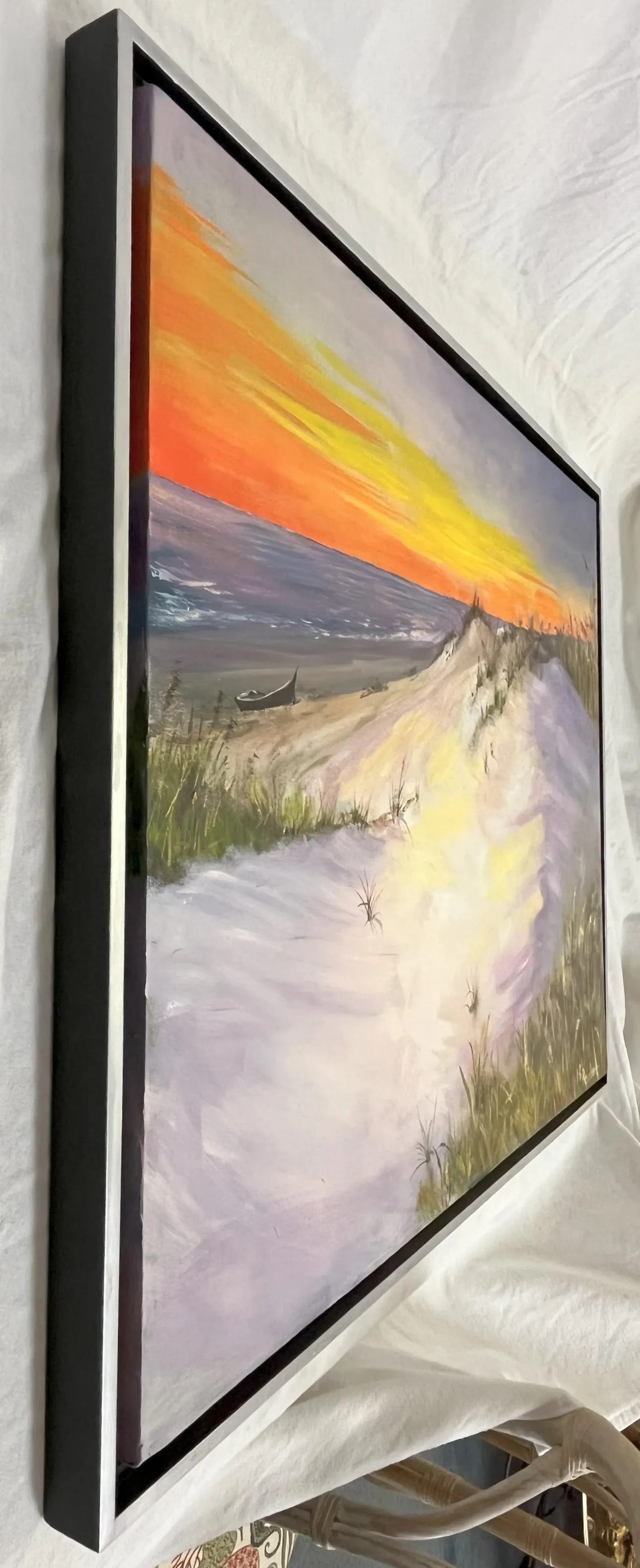 Signed Original Oil Painting by Karen Reinhart (American, 1938-2023) Titled 'Sun, Sand & Sea' - 11