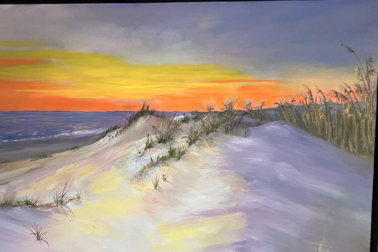 Signed Original Oil Painting by Karen Reinhart (American, 1938-2023) Titled 'Sun, Sand & Sea' - 5