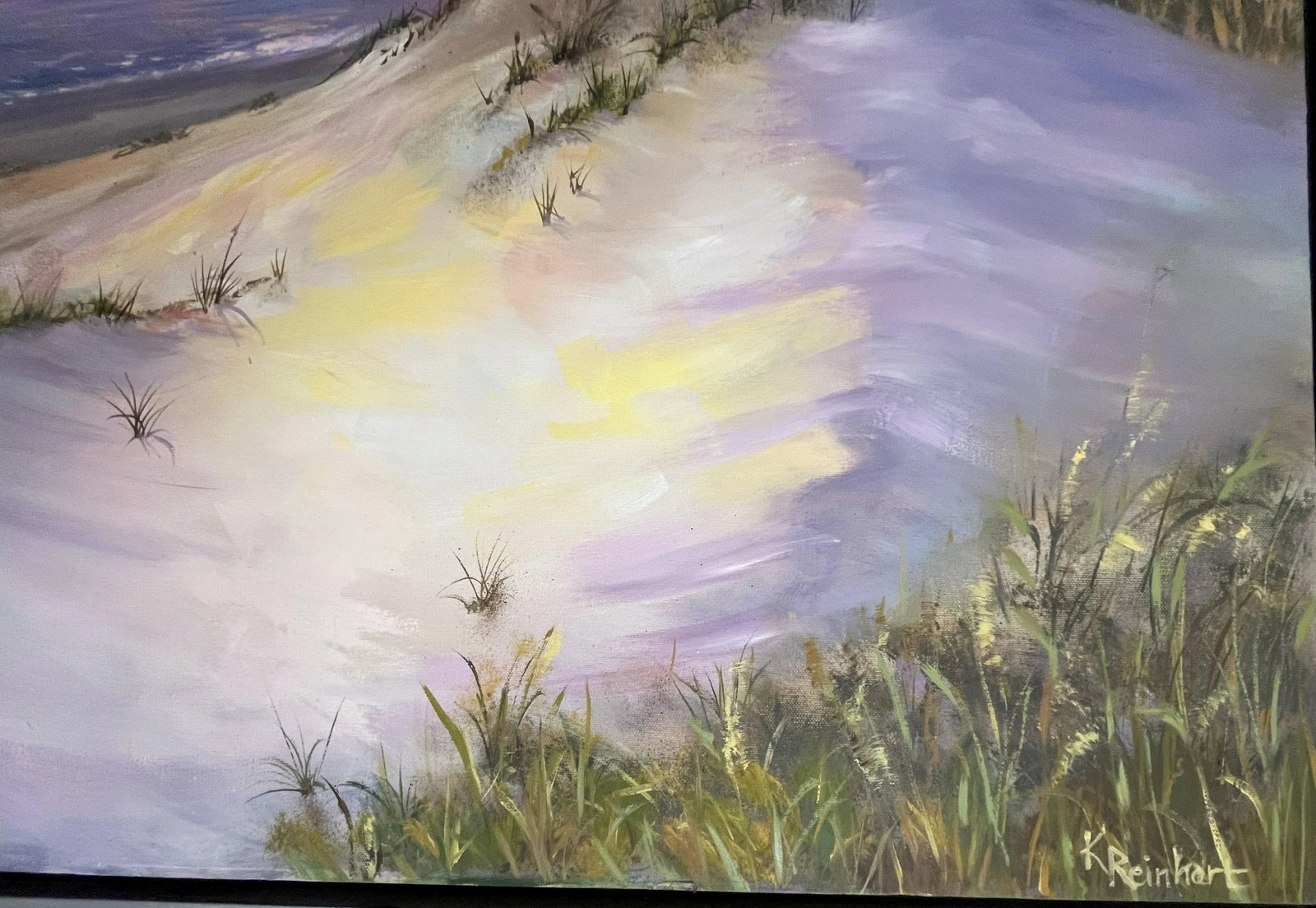 Signed Original Oil Painting by Karen Reinhart (American, 1938-2023) Titled 'Sun, Sand & Sea' - 7