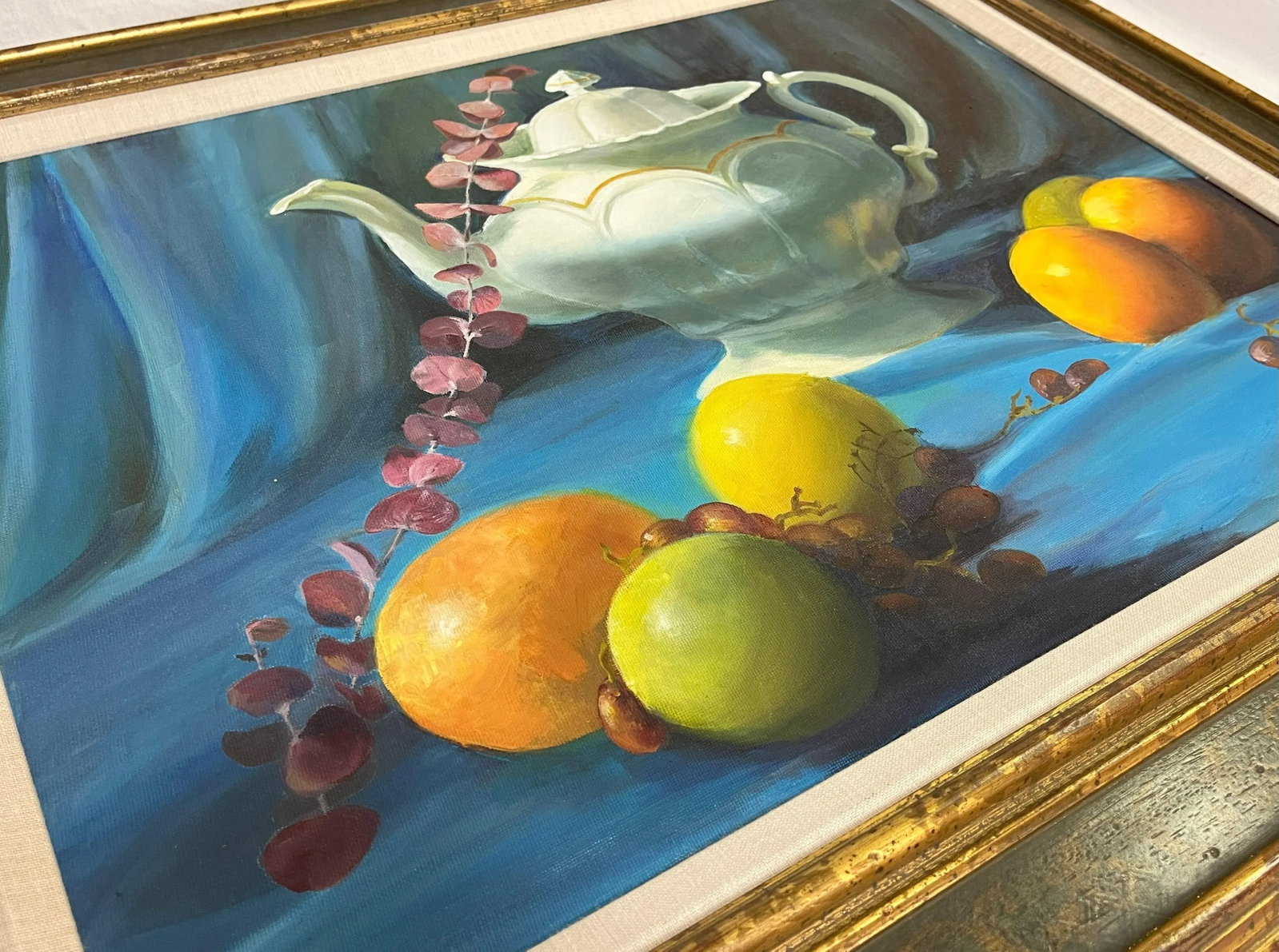 Signed Original Oil Painting by Karen Reinhart (American, 1938-2023) Titled 'Tea Time' - 9