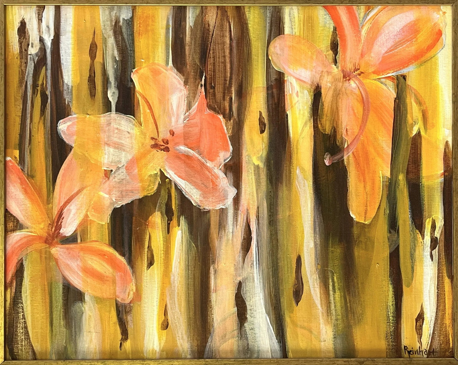 Signed Original Painting by Karen Reinhart (American, 1938-2023) Titled 'Flower Power' - 2