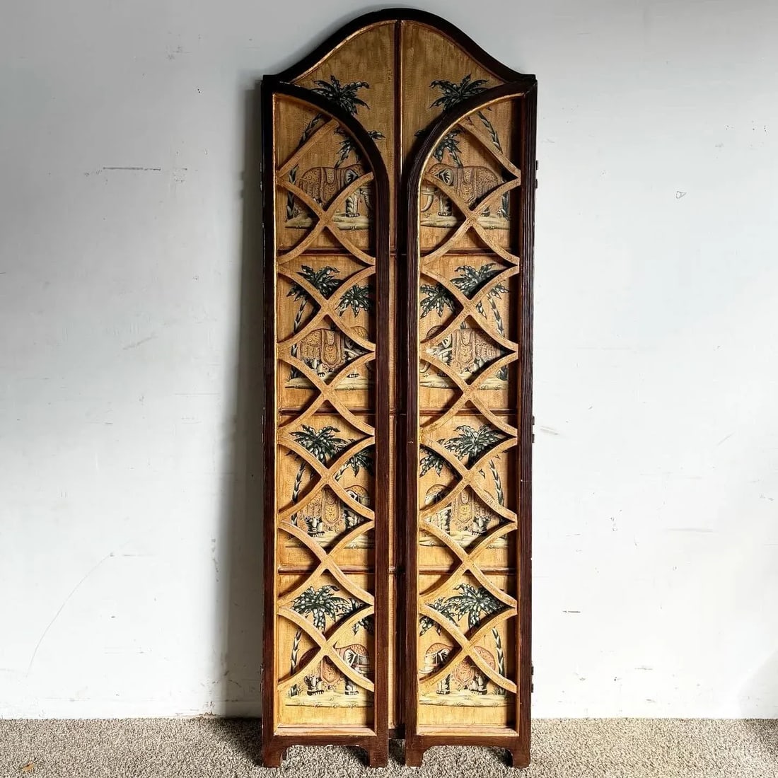 Regency Hand Painted Elephants and Gold Room Divider/Screen - 5