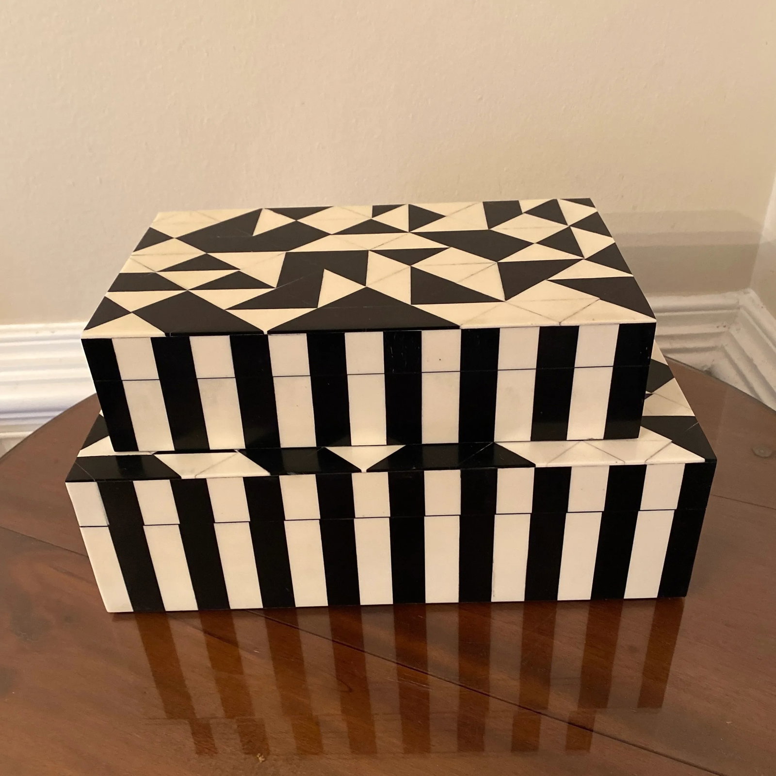 Art Deco Style Geometrical Nesting Box- a Pair - 2
