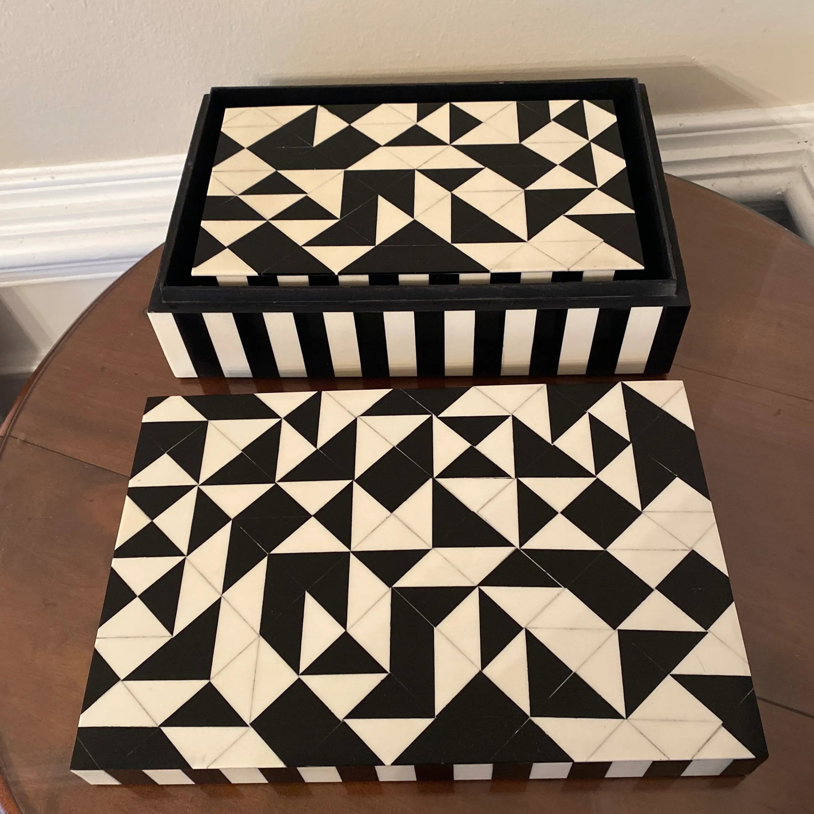 Art Deco Style Geometrical Nesting Box- a Pair - 3