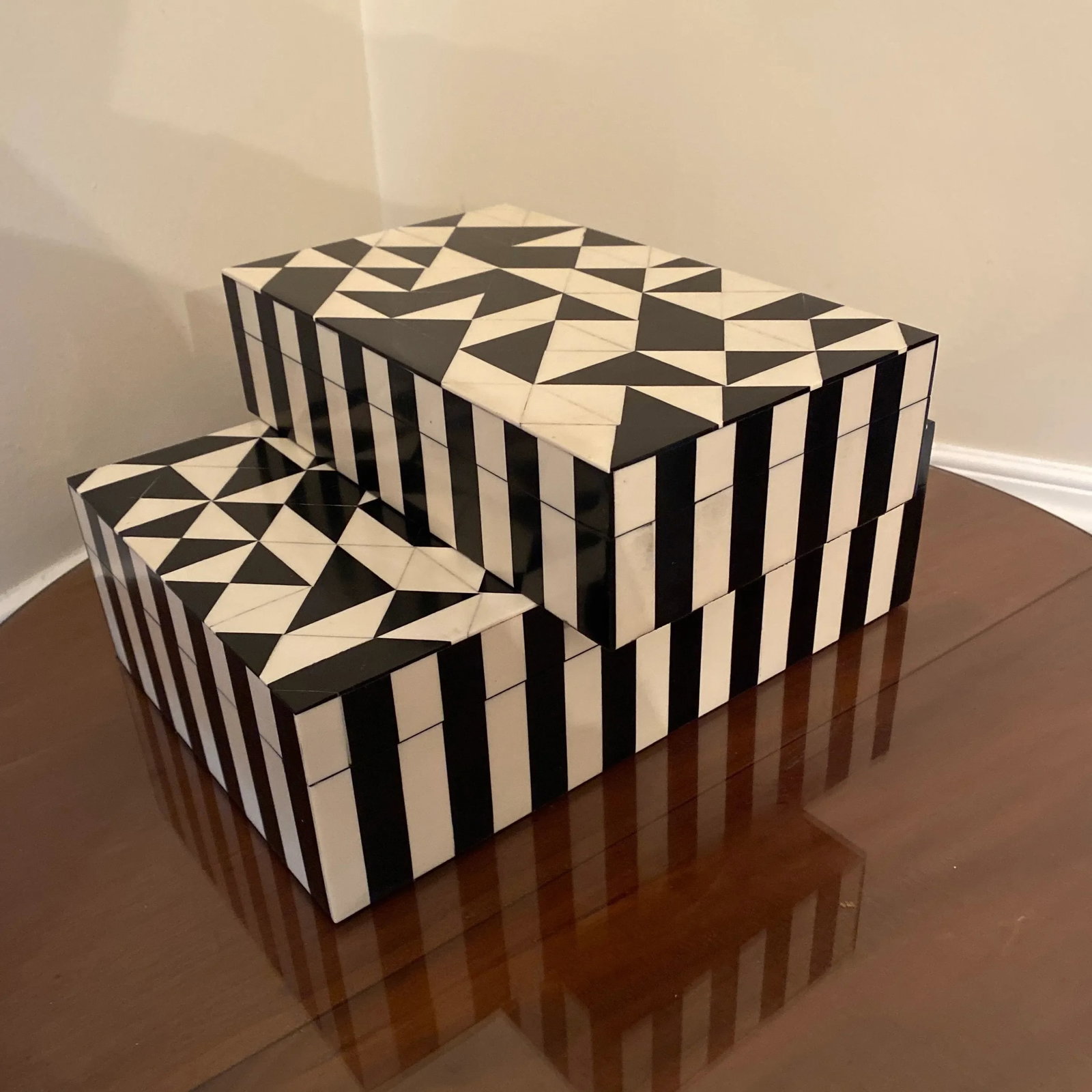 Art Deco Style Geometrical Nesting Box- a Pair - 7