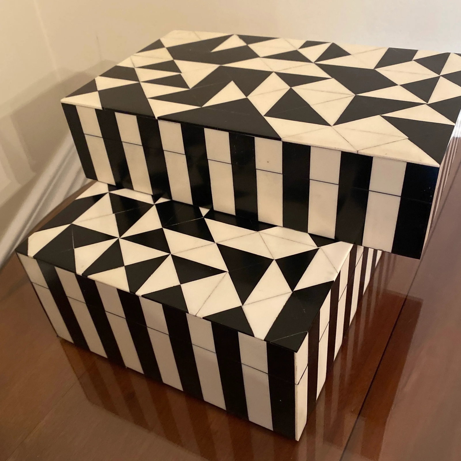 Art Deco Style Geometrical Nesting Box- a Pair - 8