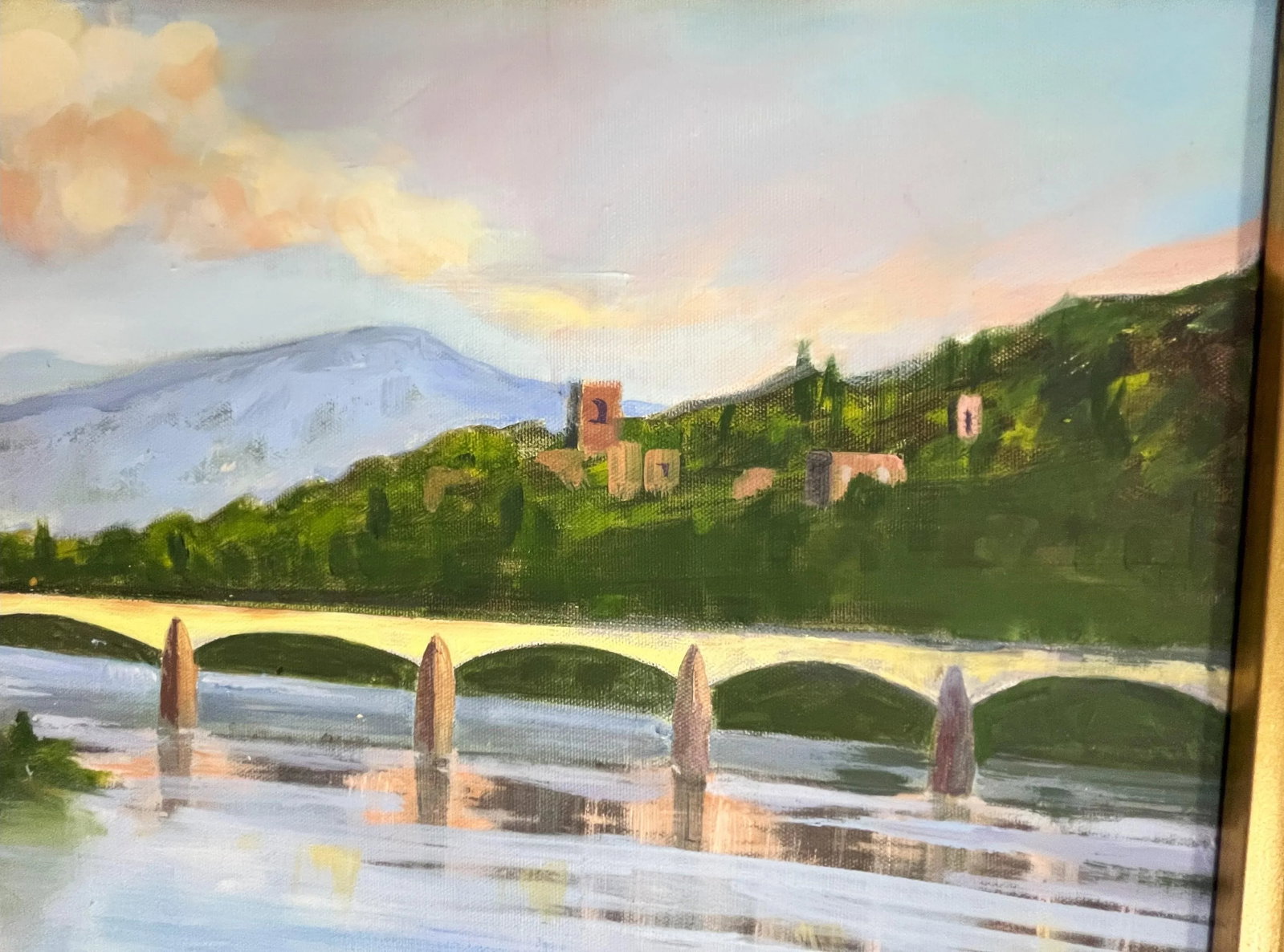 Signed Original Acrylic Painting by Karen Reinhart (American, 1938-2023) Titled 'The Bridge' - 4