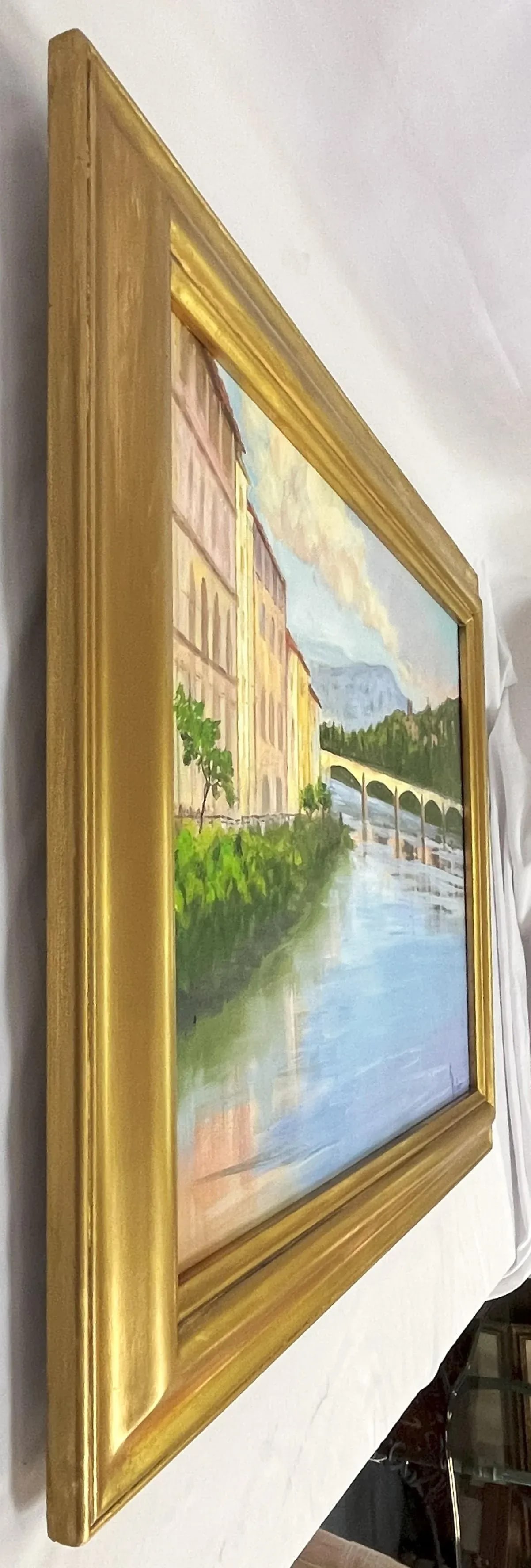 Signed Original Acrylic Painting by Karen Reinhart (American, 1938-2023) Titled 'The Bridge' - 8