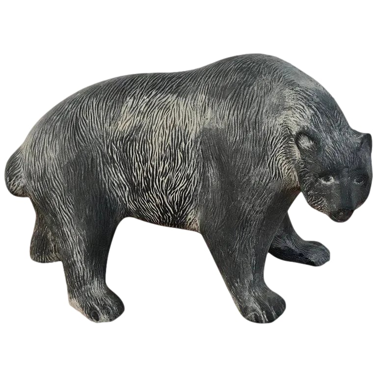 Mid 20th Century Large Mid-Century Pottery Bear, Attributed to Tony Evans: Large midcentury pottery bear, Attributed to Tony Evans, Well modeled strutting bear. Unmarked. Condition: Alterations: Unknown Imperfections: Some Imperfections Condition Notes: CONDITION Good