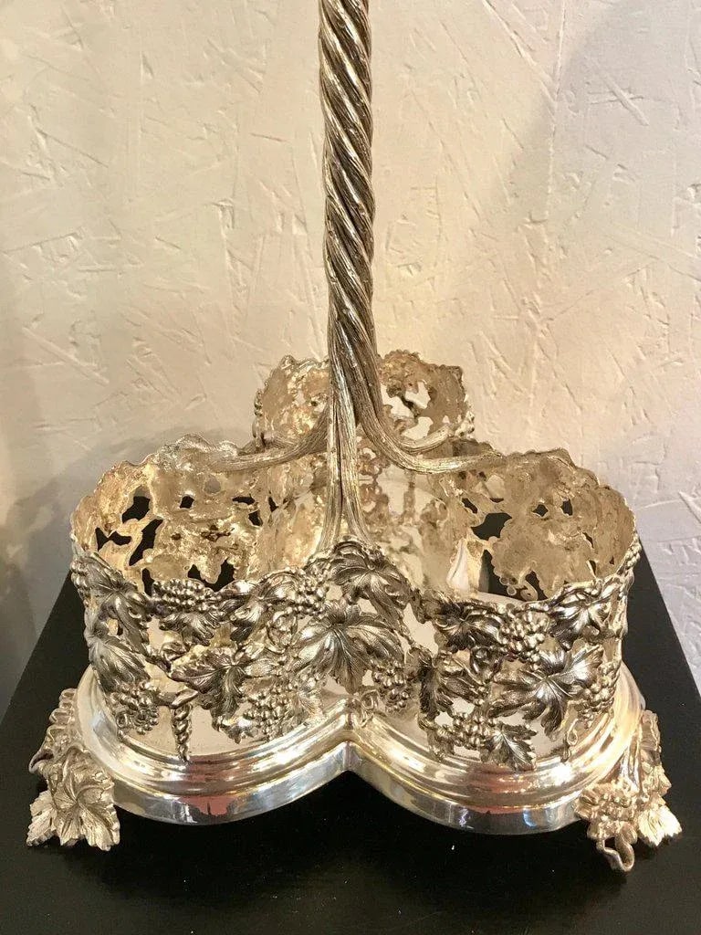 19th Century English Silver Plate and Cranberry Glass Three-Bottle Tauntless - 12