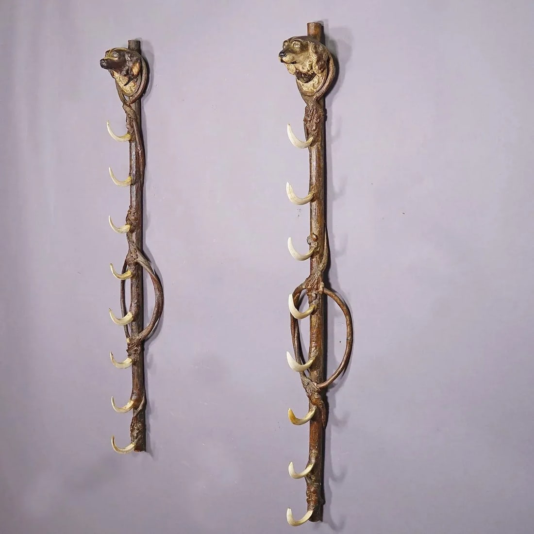 A Pair Antique Black Forest Gun Holders, Austria Late 19th Century - 10