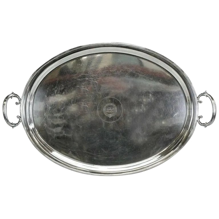 19th Century Antique Mappin Brothers Regency Style Silverplated Oval Handled Tray (1 of 8)