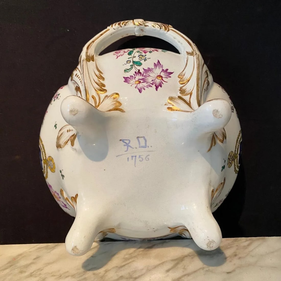 French Hand Painted Faience Porcelain Soup Tureens Signed Veuve Perrin-A Pair - 8