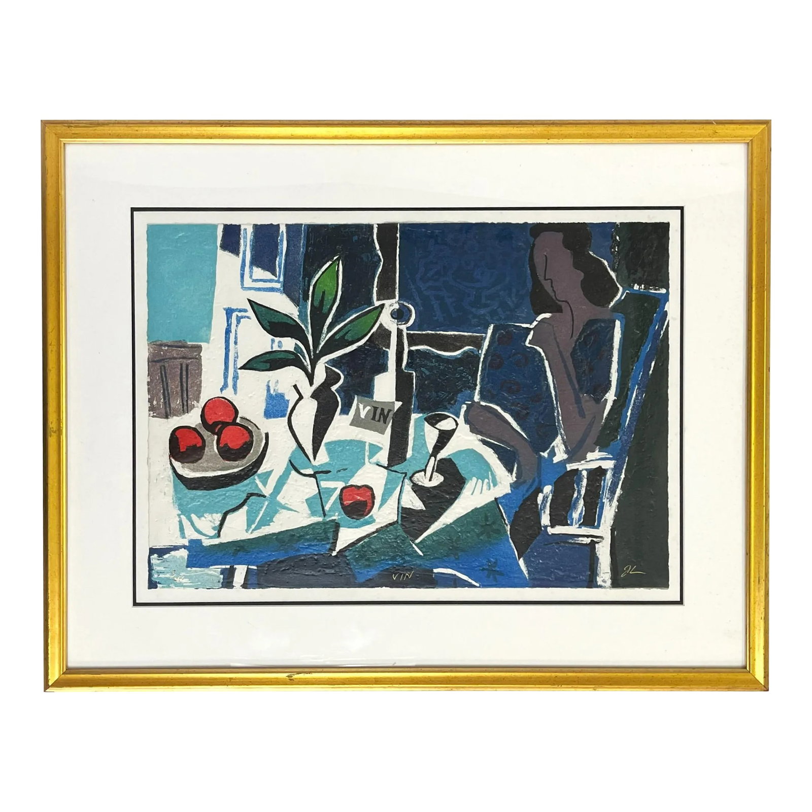 Signed and Numbered John Gerard Etching With Certificate of Authenticity C1998: Colorful limited edition art piece by John Gerard (English, 1949-Present). Gerard is inspired by Modern Art pioneers Picasso and Matisse. This carborundum etching is masterfully rendered on a richly