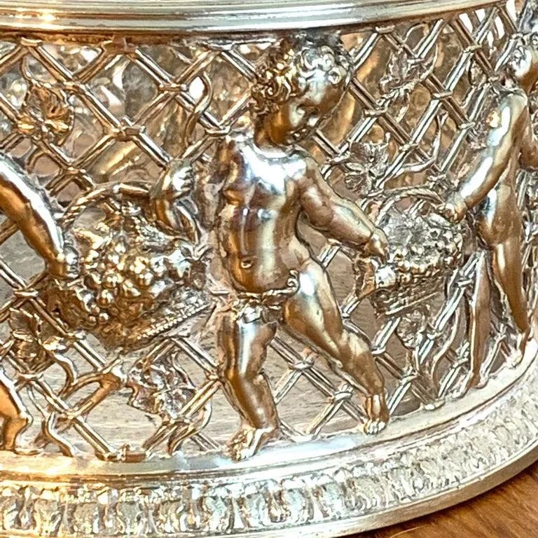 Late 19th Century English Silver Plated Putti Motif Large Wine Coaster, Elkington - 5