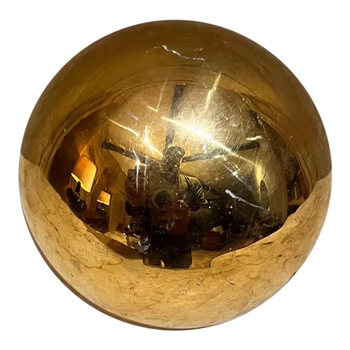 1986 Jaru Metallic Gold Sphere Orb Ceramic Pottery California: AMBIANIC presents Jaru 1986 Gold Sphere Orb Ball Ceramic Pottery California maker stamped 4 diameter x 3.5 h Original preowned vintage condition See all images for details Condition: Alterations: