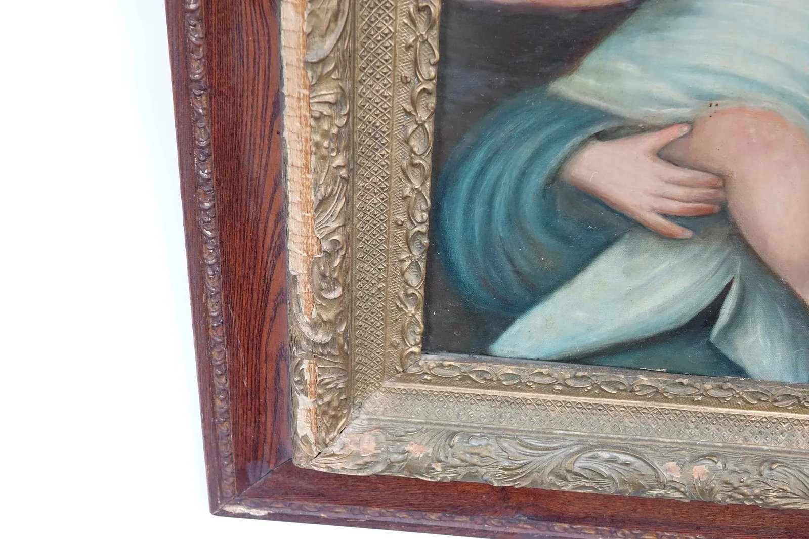 19th Century European School Madonna and the Baby – Original Oil Painting on Canvas - 6