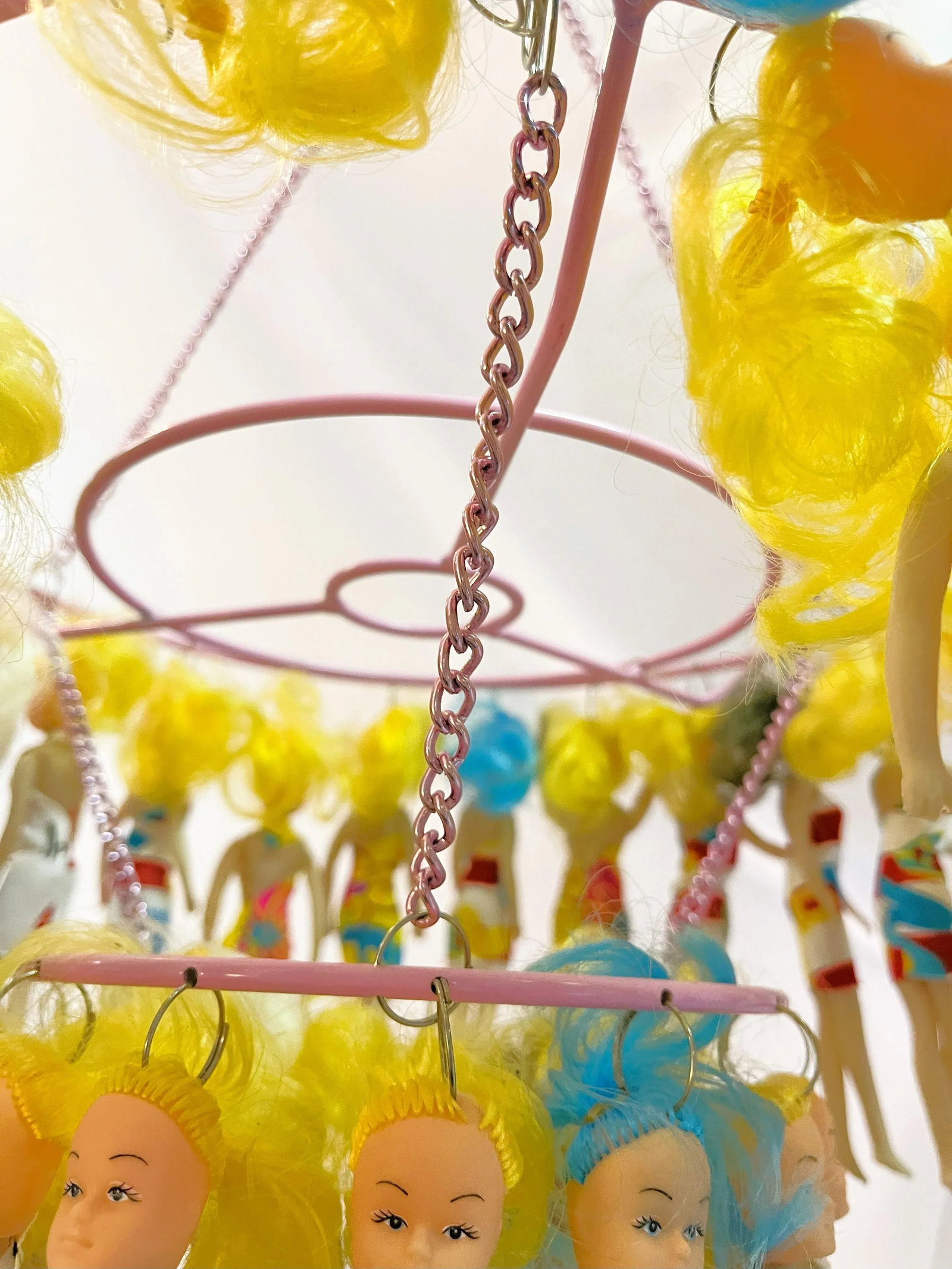 Mixed Media Custom Art Barbie Doll Style Two-Tier Hanging Mobile - 11