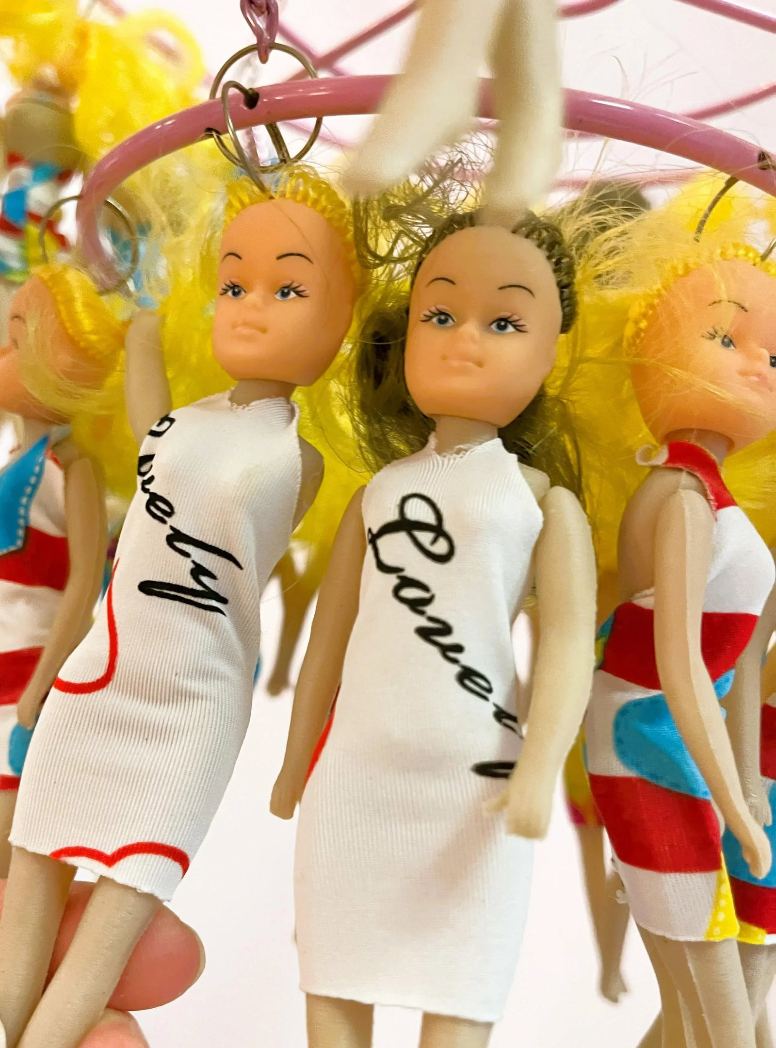 Mixed Media Custom Art Barbie Doll Style Two-Tier Hanging Mobile - 12