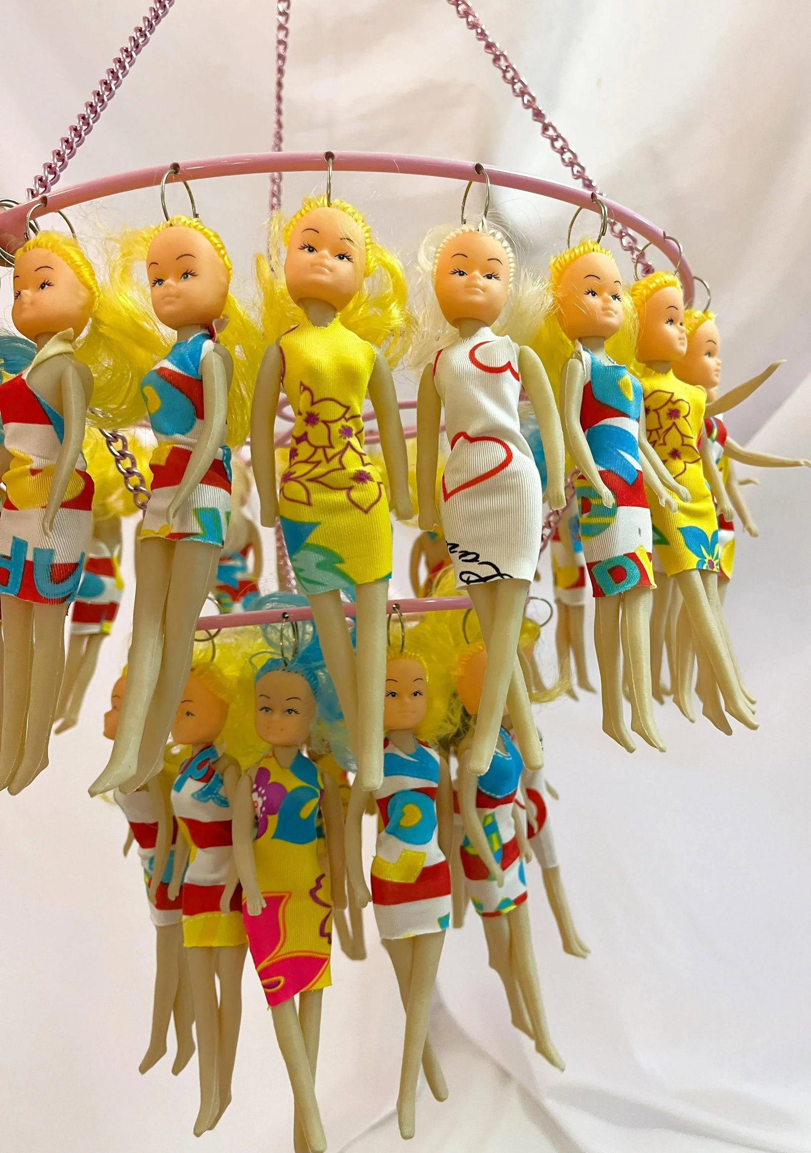 Mixed Media Custom Art Barbie Doll Style Two-Tier Hanging Mobile - 2