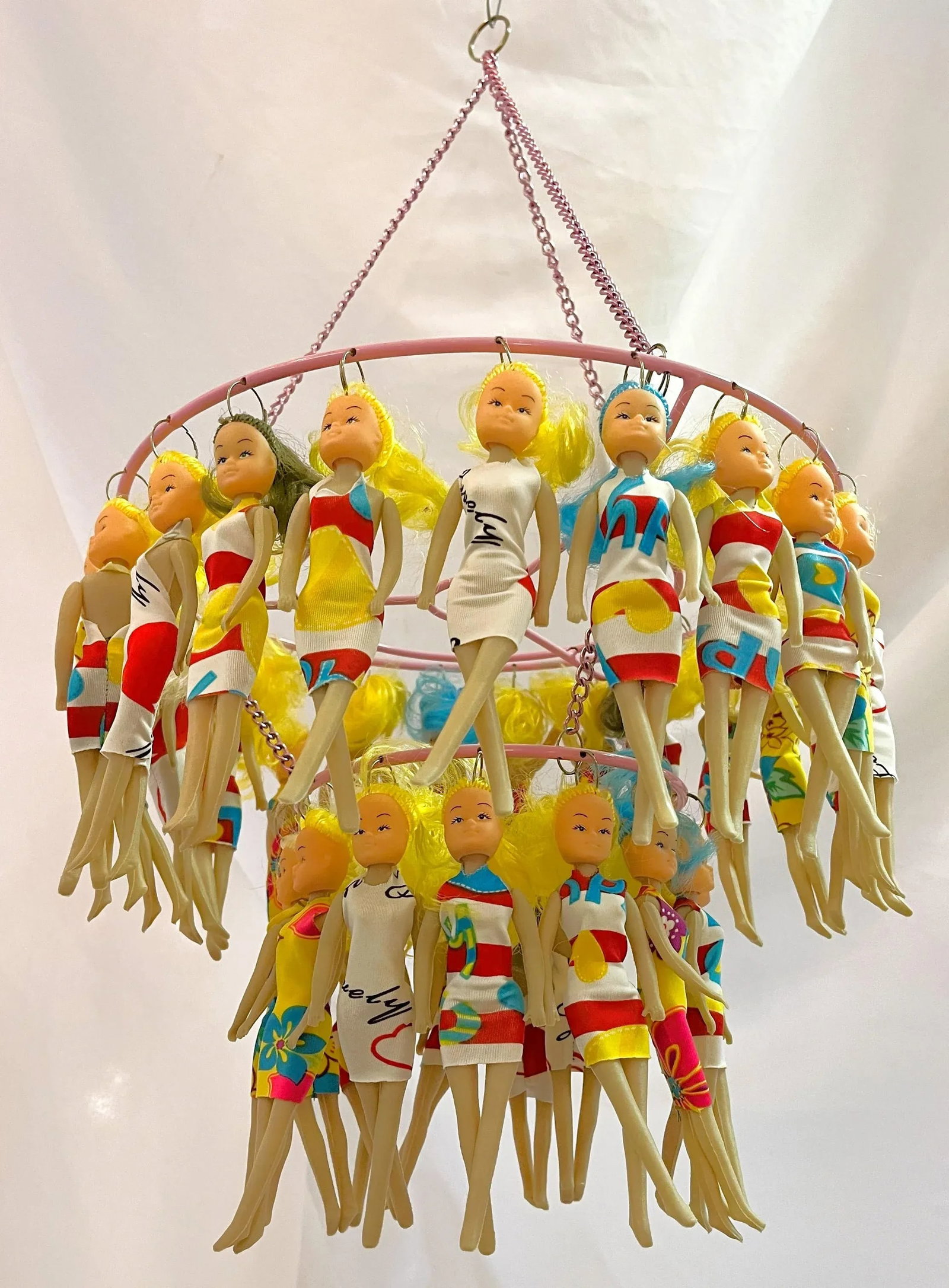 Mixed Media Custom Art Barbie Doll Style Two-Tier Hanging Mobile - 3