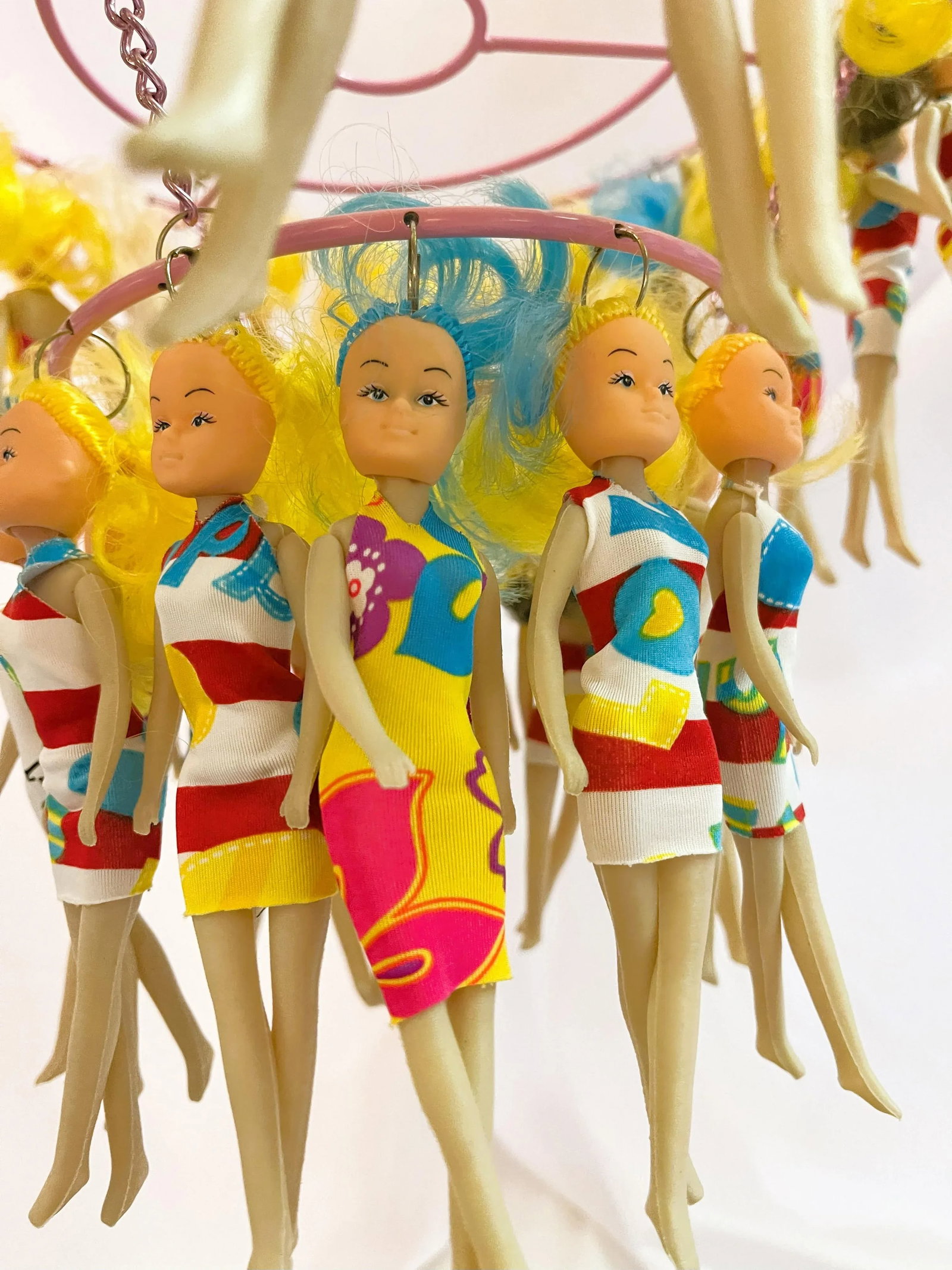 Mixed Media Custom Art Barbie Doll Style Two-Tier Hanging Mobile - 5