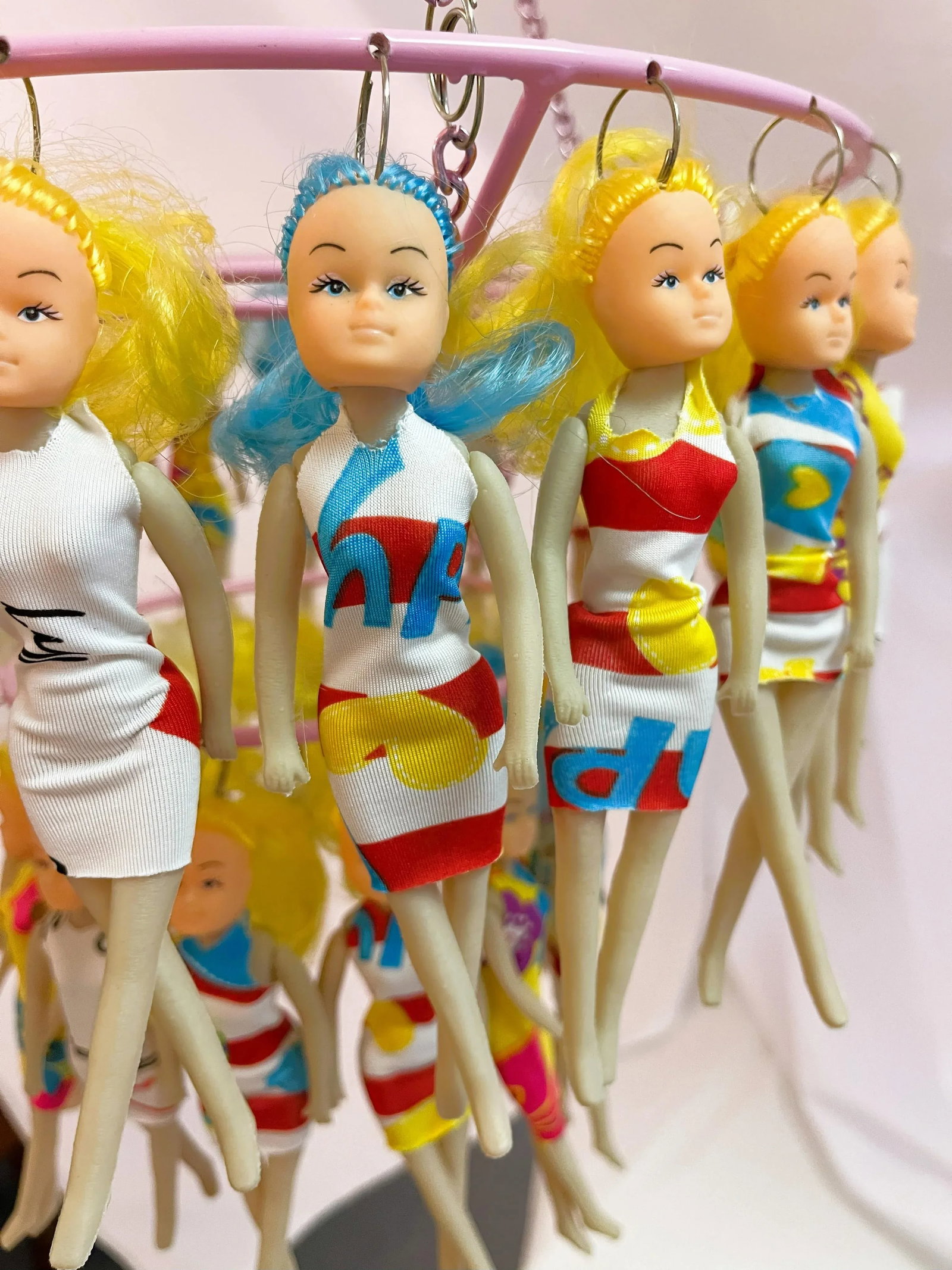 Mixed Media Custom Art Barbie Doll Style Two-Tier Hanging Mobile - 7