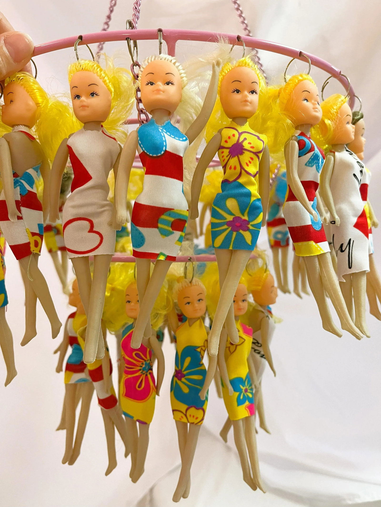 Mixed Media Custom Art Barbie Doll Style Two-Tier Hanging Mobile - 8