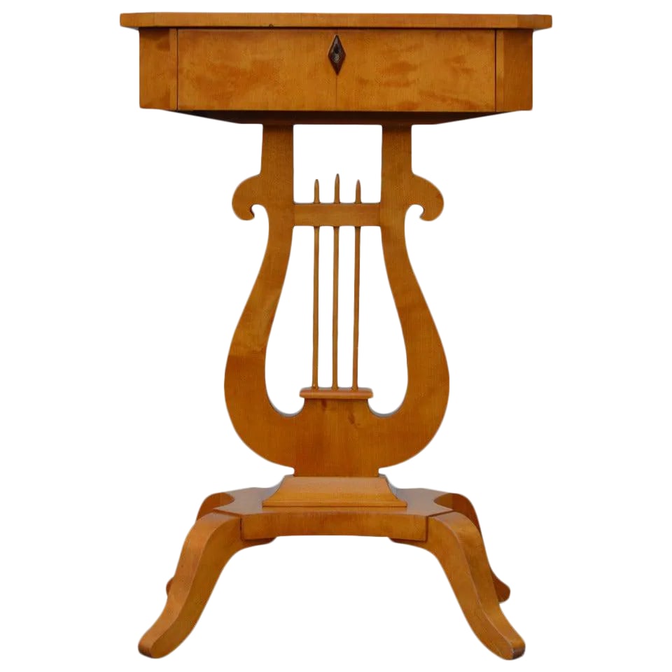Antique Swedish Karl Johan (Biedermeier) Lyre Pedestal Table (1 of 6)