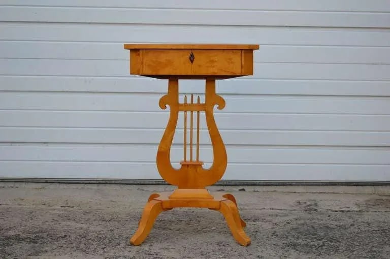 Antique Swedish Karl Johan (Biedermeier) Lyre Pedestal Table - 2