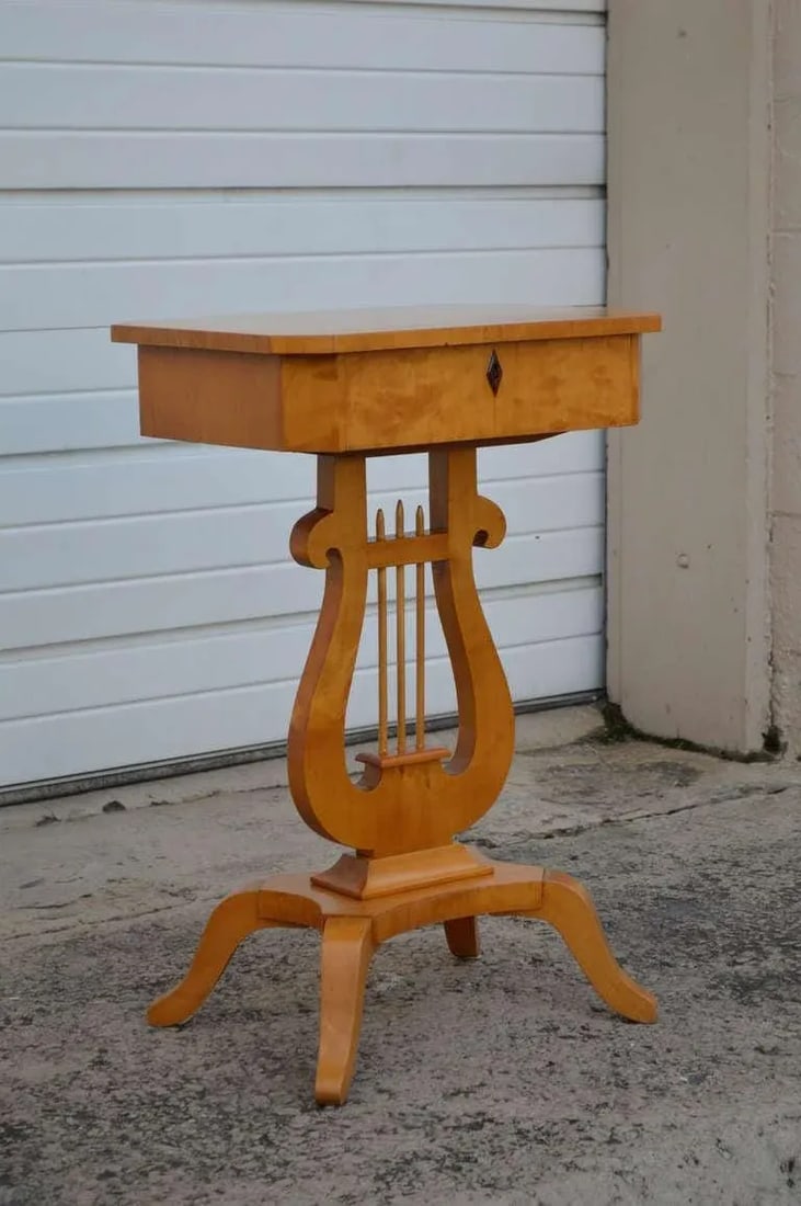 Antique Swedish Karl Johan (Biedermeier) Lyre Pedestal Table - 3