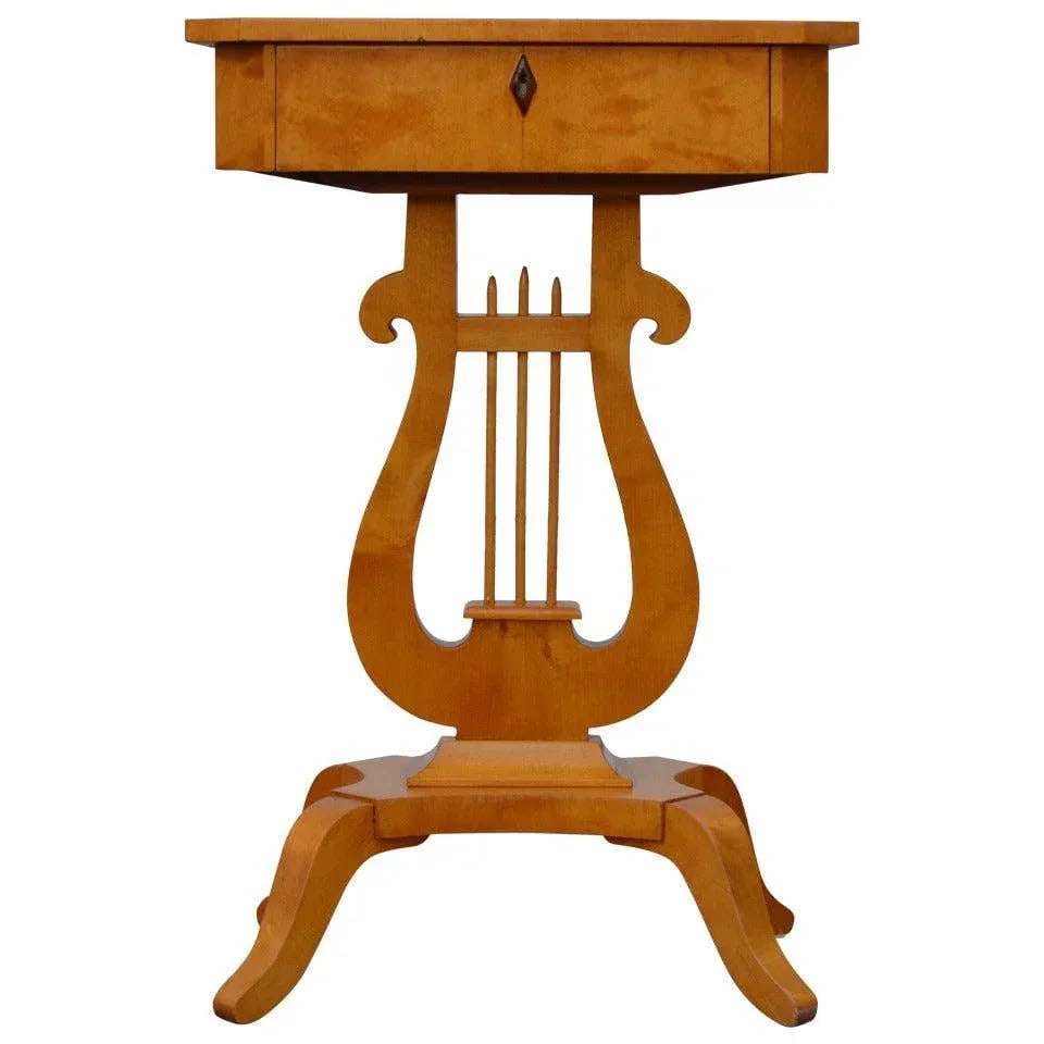 Antique Swedish Karl Johan (Biedermeier) Lyre Pedestal Table - 6