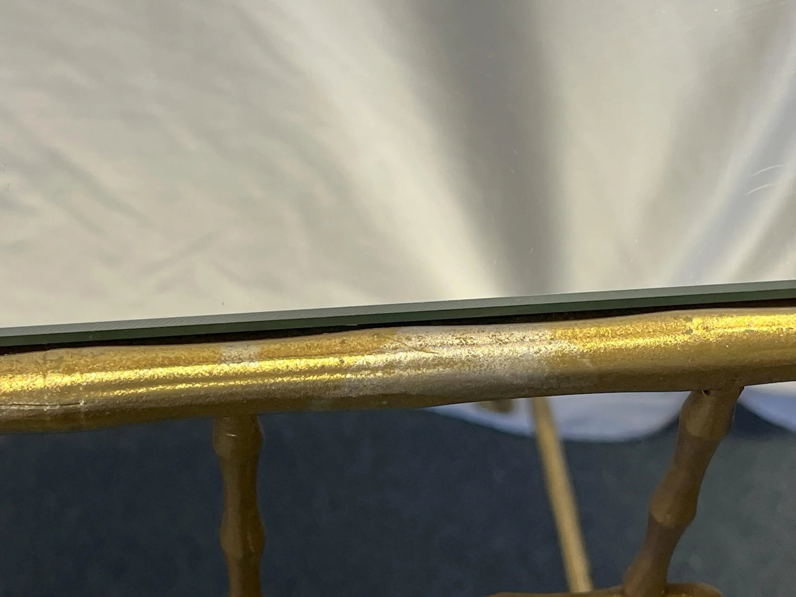 Vintage French Hollywood Regency Style Metal Bamboo-Look Stacking Tables With Mirror Tops- a Pair - 10