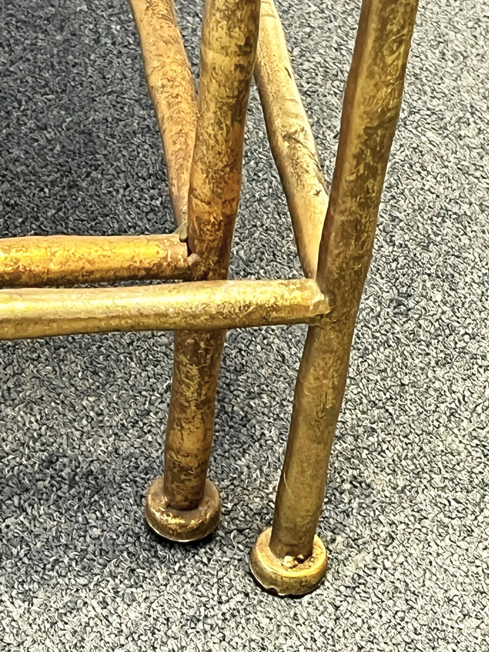 Vintage French Hollywood Regency Style Metal Bamboo-Look Stacking Tables With Mirror Tops- a Pair - 11