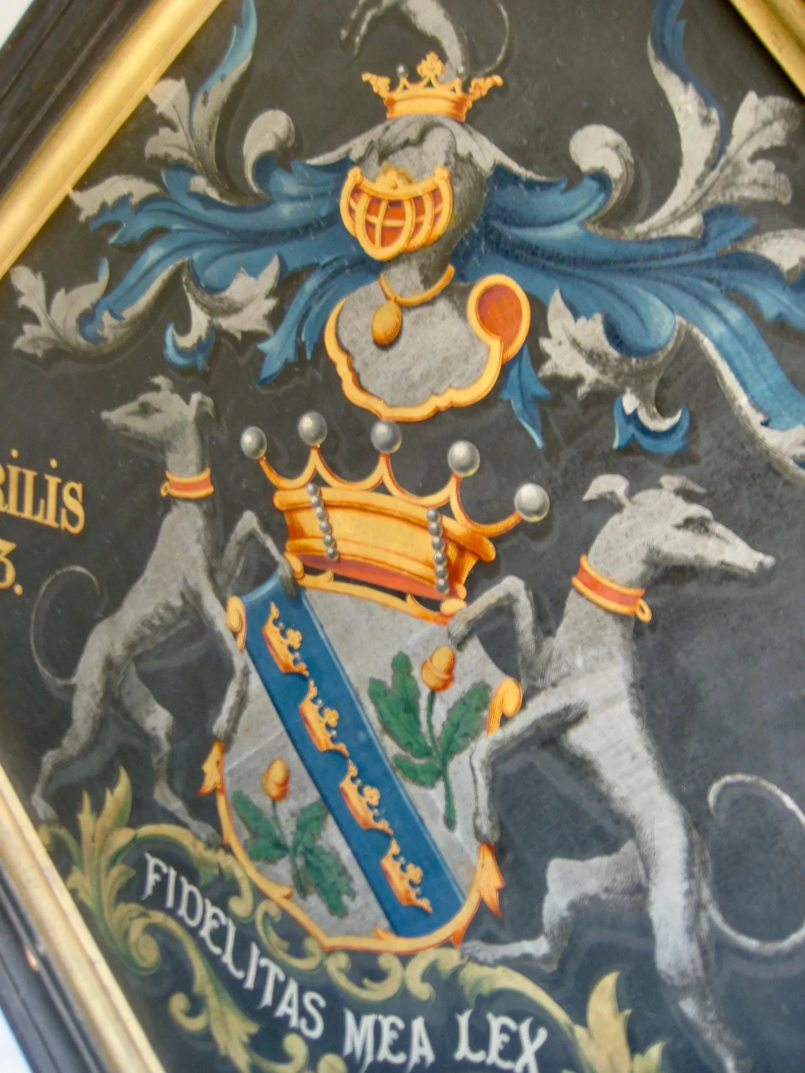 Coat of Arm Oil Painting 19th Century, Framed - 3