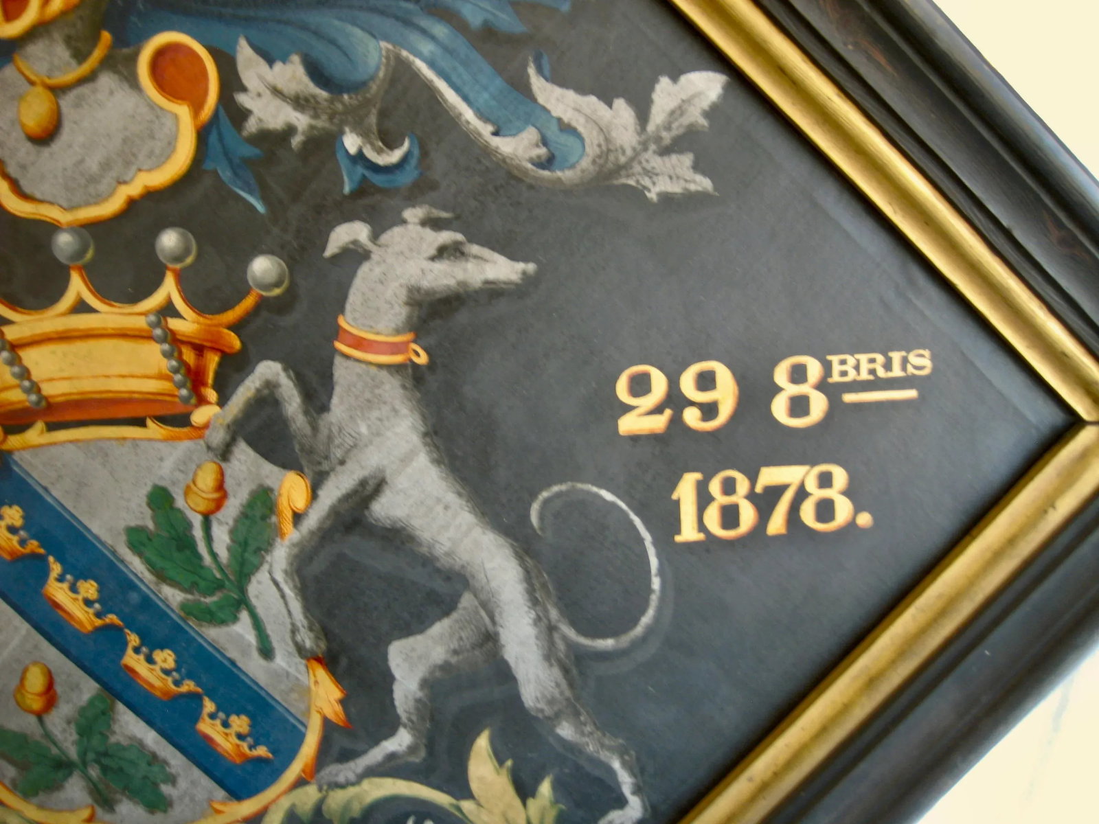 Coat of Arm Oil Painting 19th Century, Framed - 5